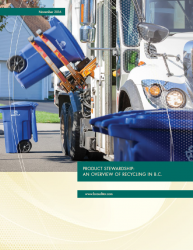 Cover of An overview of recycling in B.C. report with image of a recycling utility truck.