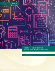 Cover of 2015/16 Public Accounts and the Auditor General's Findings report with image of electronic graphics on a purple background.