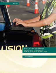 Cover of PRIME-BC - A Security Audit report with image of a police officer working on a laptop at a vehicle.