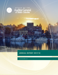 Cover of Annual Report and Financial Statements 2017/18 report with image of Victoria inner harbor.