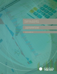 Cover of Financial Statement Audit Coverage Plan 2019-2021 report with image of graphs on papers and a calculator.