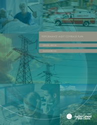 Cover of Performance Audit Coverage Plan 2019-21 report with various images of utilities and workers.