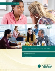 Cover of Short Term Illness and Injury Plan report with images of people having discussions.