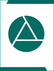 Cover of old green OAG logo: a circle broken into 4 parts including a triangle in the middle.