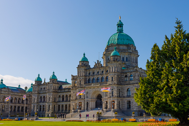 B.C. Parliament Buildings on clear sunny day