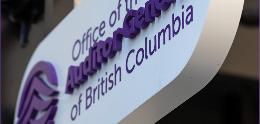 The OAGBC sign and logo hanging outside of the Victoria office